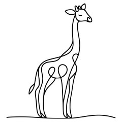 one line drawing giraffe wild animal vector illustration template design