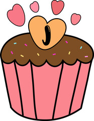 Birthday cupcake with heart on top and letter J