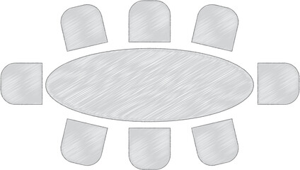 Wedding seating plan element. Conference banquet  seminar classroom interior, conference hall and seminar room interior design. Vector top view of arrangement of banquet furniture seats illustration