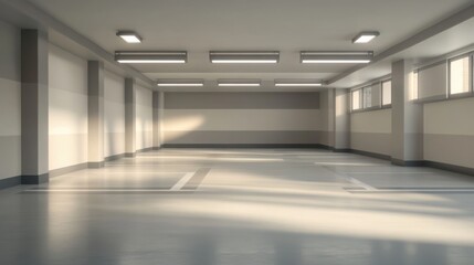 Obraz premium empty garage parking space with clean lines and a minimalistic design