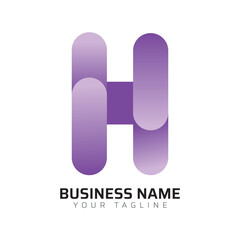  H abstract modern minimalist premium typography 3d colorful letter logo design template
