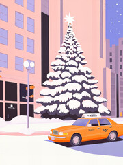 Poster Wall art Acrylic Retro Delicate shades Postcard Cute Lovely Beautiful Sweet Christmas Gift Packaging Toy Beautiful City Holidays Riding Hearty Table Christmas tree Celebration Santa Claus