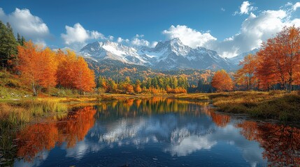 Fototapeta premium Majestic Mountain Landscape at Sunset with Lake - Nature Background