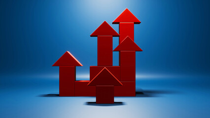 経済指標の上昇矢印、企業の好業績イメージ