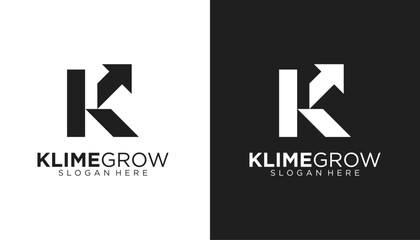 Modern growth logo design . Abstract arrow shapes logo design in initial letter K graphic vector illustration. Symbol, icon, creative template element