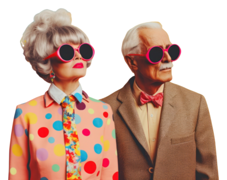 PNG Collage Retro dreamy elderycouple sunglasses portrait adult.