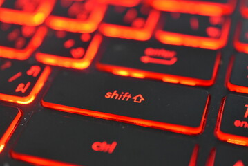 Theme: The series captures the essential elements of a modern keyboard, focusing on functionality and the striking aesthetic of illuminated keys. The red glow against the black keys provides a bold, v