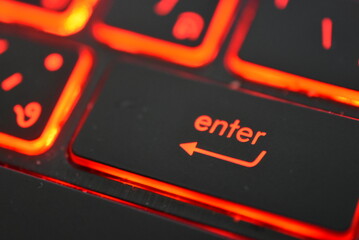 Theme: The series captures the essential elements of a modern keyboard, focusing on functionality and the striking aesthetic of illuminated keys. The red glow against the black keys provides a bold, v