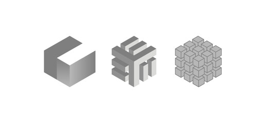 Obraz premium 3D abstract art set with black backgrounds, graphic icons, and modern design elements, ideal for adding depth and creativity to visual projects, logos, and digital designs.