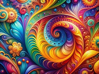 Vibrant Abstract Background with Colorful Swirls and Patterns for Creative Design Projects and Prints