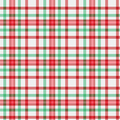 Christmas Plaid Tartan Gingham seamless pattern in red , green and white. For fabric, textile and Christmas decorations.