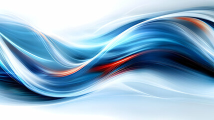 Fototapeta premium Abstract Blue and White Wavy Background with Orange Accents