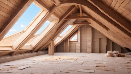 Fototapeta premium Empty Attic Renovation