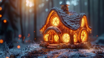 Fototapeta premium Gingerbread Cottage in the Forest