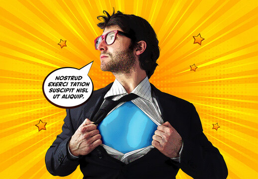 Comic Book Photo Frame Effect Mockup