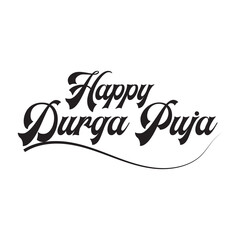 Happy Durga Puja Phrase Saying Quote Text or Lettering. Vector Script and Cursive Handwritten Typography For Designs and T-Shirts. Vector illustration. EPS 10