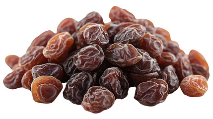 Obraz premium A close-up view of plump raisins placed on a clean, PNG background