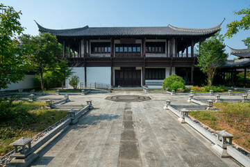 Chinese style garden landscape, Didang Lake Park in Shaoxing, China