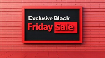 Obraz premium A vibrant red wall features a prominent sign advertising an exclusive Black Friday sale.