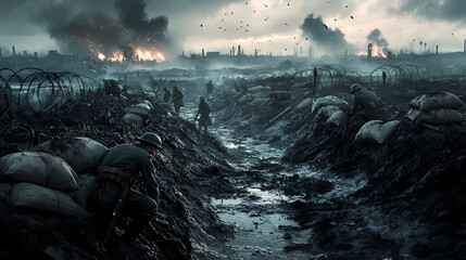 Generative AI, Explosions and Smoke in World War I Trenches
