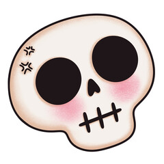 Cute skull illustration on white background.