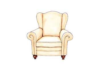 Stylish beige leather sofa on white background
