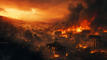Generative AI, Night of Destruction: Burning Village Under Attack