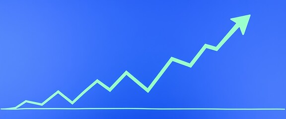 A stock market graph with upward and dynamic curves, indicating growth or business success in the financial industry on a dark blue background.	
