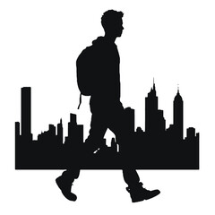 Casual man standing -silhouette vector illustration transparent background