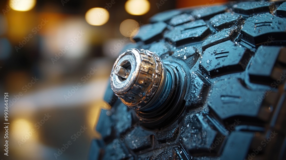 Wall mural closeup of a tire valve stem