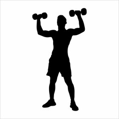 Silhouette of a man lifting weights