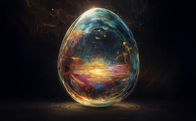 Fototapeta premium Universe inside an egg. Philosophy of life, cosmic egg.