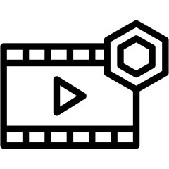 Vector Icon Video, Media, Non Fungible Token, Block chain, Movie, Reel