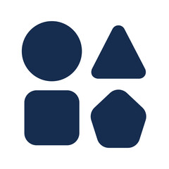 Shapes icon. shapes, circle, triangle, square, pentagon, geometric, diverse, geometry, geometrical, round. Vector icon illustration