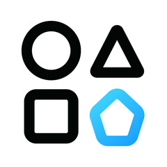 Shapes icon. shapes, circle, triangle, square, pentagon, geometric, diverse, geometry, geometrical, round. Vector icon illustration