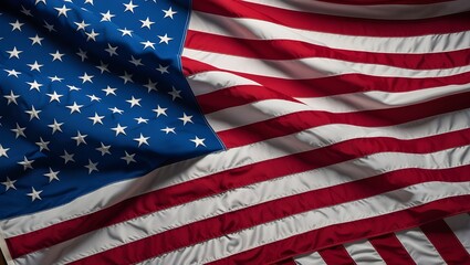 American wave flag with fireworks in vibrant neon tones. Generative Ai