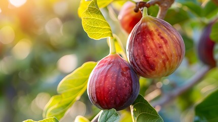 Low concentrate falling ripe fig on a tree