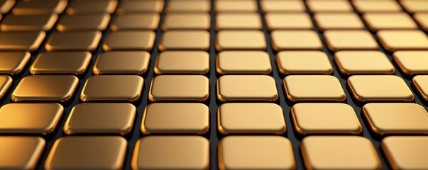 Naklejka premium Gold geometric Cyber Monday sale elements on a black digital grid, 3D illustration