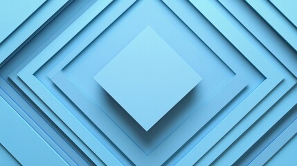 Obraz premium Abstract blue geometric layers with a central diamond shape.