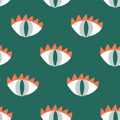 Obraz premium Vector magical eyes on green background. Seamless abstract pattern. Backdrop mystical print design.