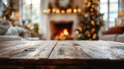 Christmas Tree and Fireplace in Home