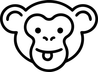 cute little funny face of a monkey, icon outline