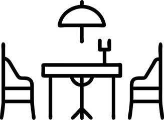 balcony with chairs and table, icon outline