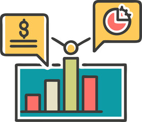 business concept with icons on blue background, icon offset fill