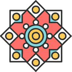 a silhouette of a mandala design with intricate patterns of circles and squares the design is in