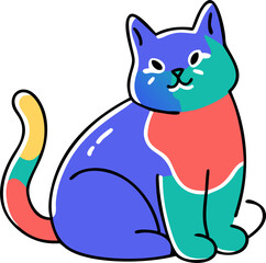 Obraz premium kucing, icon doodle offset fill