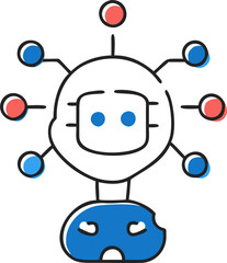 Fototapeta premium artificial intelligence, icon doodle offset fill
