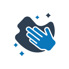 Wipe Icon, Hand holding a cloth wiping a surface icon