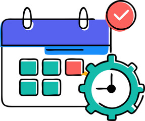 working schedule, icon doodle offset fill