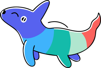 Naklejka premium rainbow animal, icon doodle offset fill